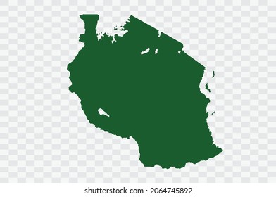 Tanzania Map Green Color on Png Backgound