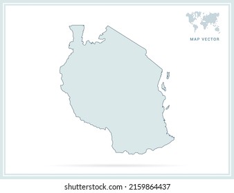 Tanzania map green vector on white background.