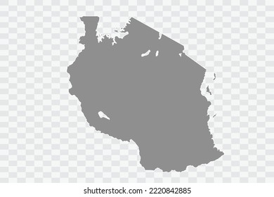 Tanzania Map grey Color on White Background  Png