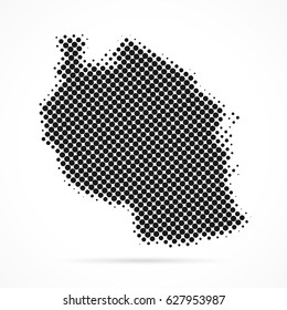 Tanzania map in halftone. Dotted illustration isolated on a white background.
Vector illustration.