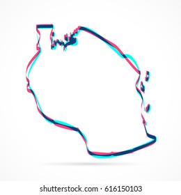 Tanzania Map hand drawn with blue and pink highlighters, isolated on a blank background.
Vector illustration, easy to edit, manipulate, resize or colorize.