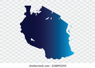 Tanzania Map indigo Color on White Background quality files png