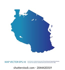 Tanzania map , infographic style , blue gradient color , on white background with Map World. Wire frame 3D mesh ,
