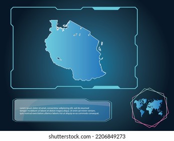 Tanzania Map infographic technology blue Color element collection background
