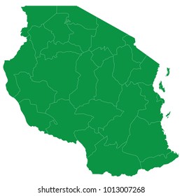 Tanzania map isolated on transparent background. high detailed Green map of Tanzania. Vector illustration eps 10. Blank Green similar Tanzania map isolated on white background.