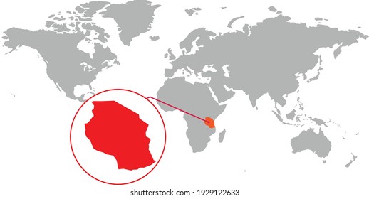 
Mapa de Tanzania. Mapa mundial aislado. Aislado sobre fondo blanco. Ilustración vectorial.