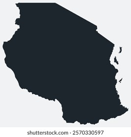 Tanzania map. Just a simple border map. Shape of the country. Flat blank Tanzania outline. Vector boundary illustration.