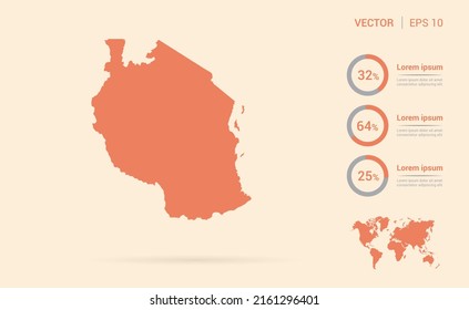 Tanzania map orange abstract infographic vector.