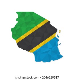 Tanzania map in polygonal style on white background. Vector illustration eps 10.
