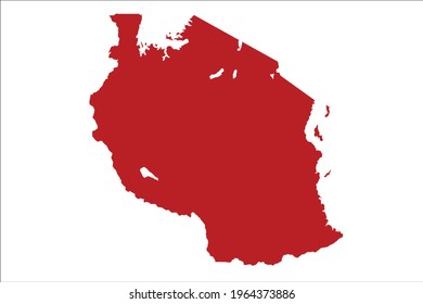 Tanzania Map Red Color on White Backgound