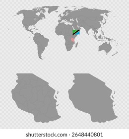 Tanzania Map Set with World Location.