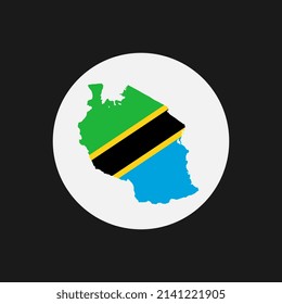Tanzania map silhouette with flag on black background