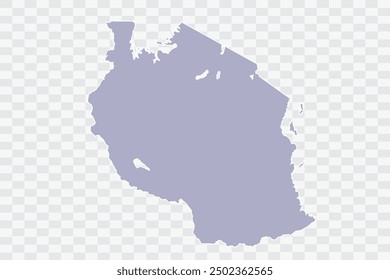 Tanzania Map silver Color on White Background quality files Png