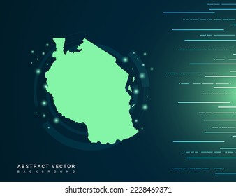 Tanzania map of technology green futuristic Background vector.