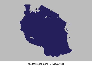 Tanzania map vector, blue color, Isolated on gray background