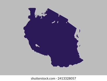 Tanzania map vector, Blue purple color isolated on gray background.