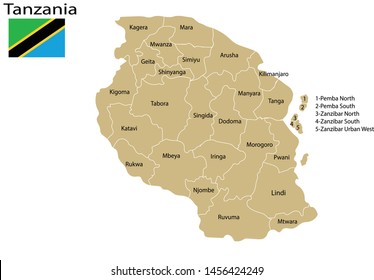 Tanzania map vector illustration, city map