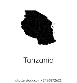 Tanzania Map Vector Illustration - Silhouette, Outline, Tanzania Travel and Tourism Map