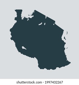 Tanzania map vector, isolated on gray background