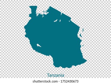 Tanzania map vector, isolated teal color on transparent background