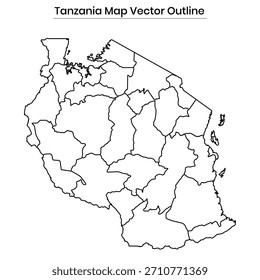 Tanzania Map Vector Outline Editable Country Silhouette