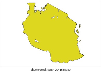 Tanzania map. yellow Color on White Background