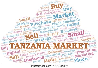 Tanzania Market word cloud. Vector made with text only