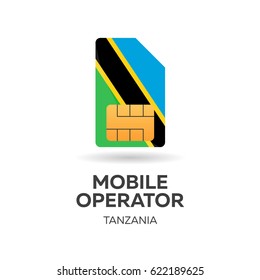 Tanzania Mobile Operator. SIM Card With Flag. Vector Illustration