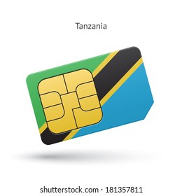 Tanzania Mobile Phone Sim Card With Flag. Vector Illustration.