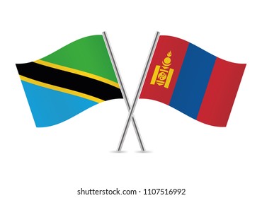 Tanzania and Mongolia flags. Vector illustration.