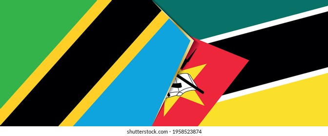 Banderas de Tanzania y Mozambique, dos banderas vectoriales símbolo de relación o enfrentamiento.