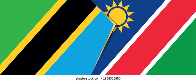 Tanzania and Namibia flags, two vector flags symbol of relationship or confrontation.