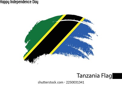 Tanzania National Flag Artistic Grunge Brush Stroke Concept Vector Design 