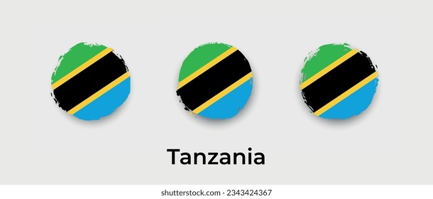 Tanzania national flag grunge circle round shape bubble vector icon illustration