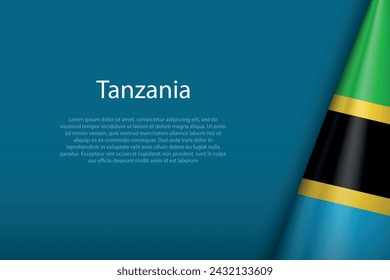 Tanzania national flag isolated on dark background with copyspace