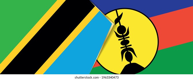 Tanzania and New Caledonia flags, two vector flags symbol of relationship or confrontation.