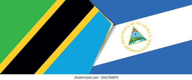 Tanzania and Nicaragua flags, two vector flags symbol of relationship or confrontation.