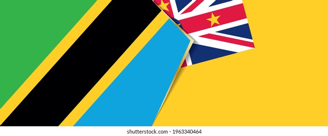 Tanzania and Niue flags, two vector flags symbol of relationship or confrontation.