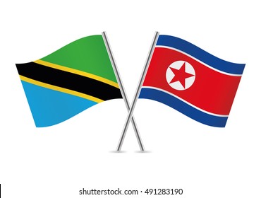 Tanzania and North Korea flags. Vector illustration.