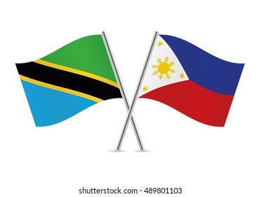 Tanzania and Philippines flags. Vector illustration.