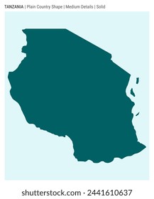 Tanzania plain country map. Medium Details. Solid style. Shape of Tanzania. Vector illustration.