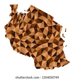 Tanzania polygonal map background low poly style 6 brown colors vector illustration eps
