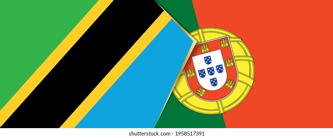 Tanzania and Portugal flags, two vector flags symbol of relationship or confrontation.