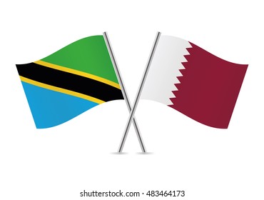 Tanzania and Qatar flags. Vector illustration.