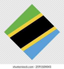Tanzania rhombus flag. Vector illustration.