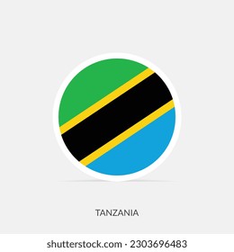 Icono de bandera redonda de Tanzania con sombra.