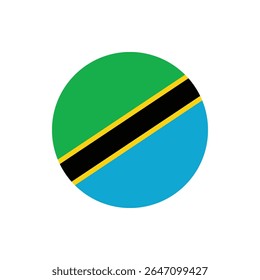 Tanzania round flag icon vector design for independence day celebration on transparent background, editable modern patriotic graphic illustration