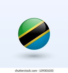 Tanzania Round Flag. Vector illustration.