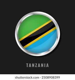 Tanzania round framed national flag. Circular glossy flag of Tanzania.