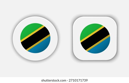 Icono de Botón de bandera nacional redondeado de Tanzania